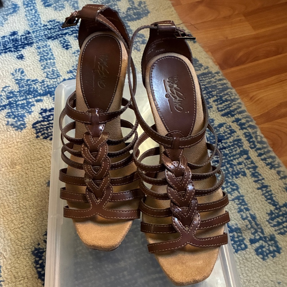 Massimo Pearl Brown Leather Sandals